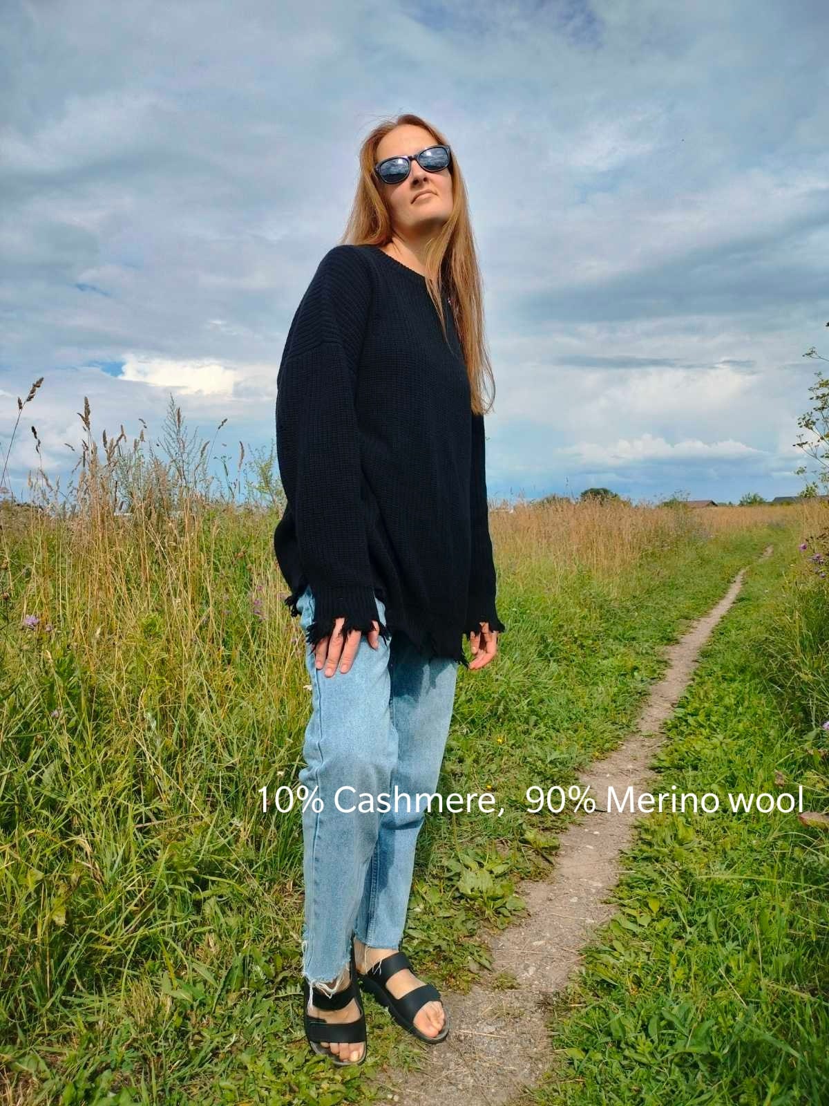 Frayed oversized sweater clearance