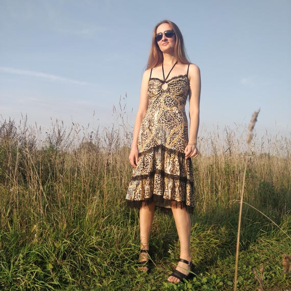 chinese dress ladies Balace Slip Dress in Rar Leopard with Black Lace – motelrocks.com main image 0