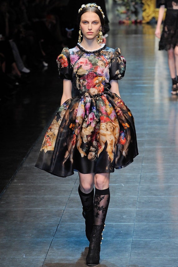 black floral silk dress Satin Floral Dress - Black