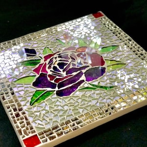 Rose glass mosaic wall art