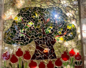 Olive tree glass mosaic