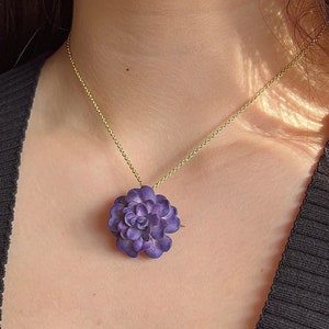 Antique Victorian 14K Gold & Enamel Cabbage Rose Flower Brooch Pendant