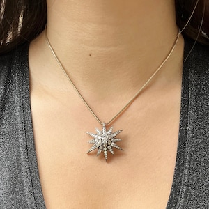 Antique Victorian 14K Gold Silver Top & 2.30ct-2.50ct Old Mine and European-cut Diamond Star Pendant