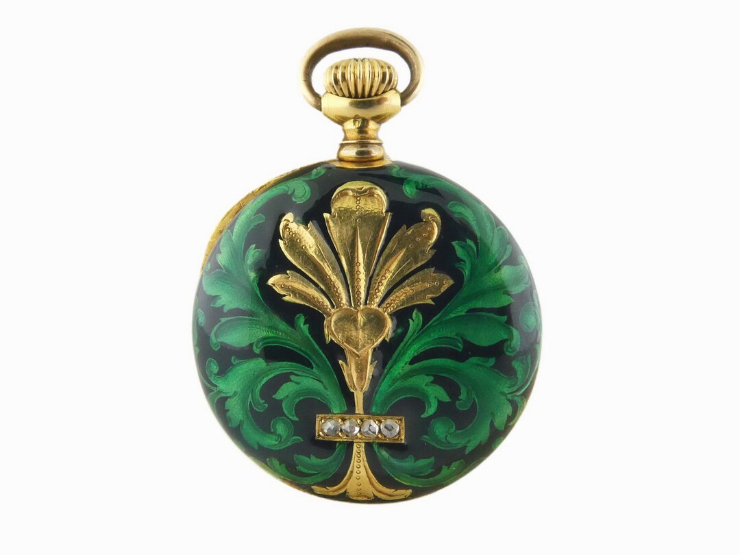 Antique Victorian 18K Gold Enamel Pendant Watch - Etsy