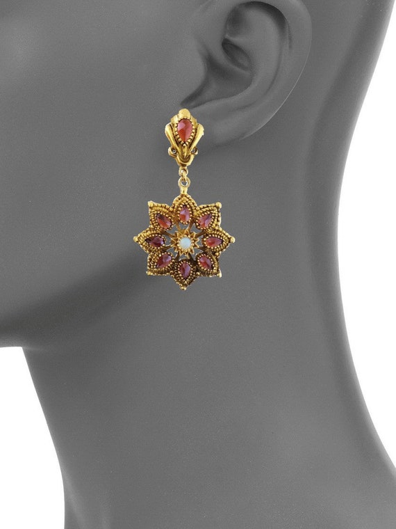 Vintage 18K Yellow Gold, Rose-cut Garnet and Opal… - image 4