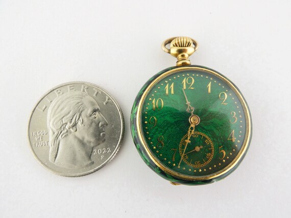 Antique Victorian 18K Gold Enamel Pendant Watch - Gem
