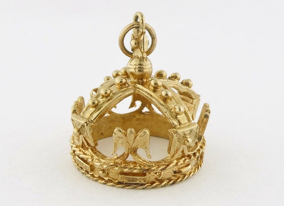 Vintage English 9K Yellow Gold Crown Charm | Vinta