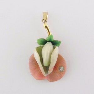 Antique Art Nouveau 14K Yellow Gold & Enamel Sweet Pea Flower Pendant, c. 1900 | Antique Brooch Conversion