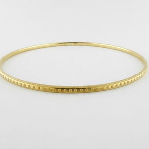 Estate Solid 14K Yellow Gold Etched Engraved Textured Stacking 8&quot; Bangle Bracelet | 7.5g