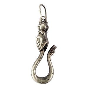 Antique Reproduction Sterling Silver Hand & Snake Hook Holder for Pendant or Charms | Chain Extender
