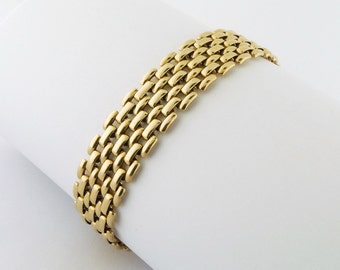 Vintage by Henry Dankner 14K Yellow Gold 7-Row Panther Link Bracelet | 25.6 grams