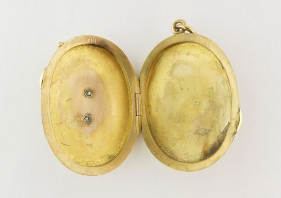 Antique 14K Yellow Gold & Seed Pearl Locket Penda… - image 5