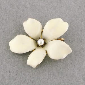 Bippart, Griscom & Osborn Antique Art Nouveau 14K Gold Enamel and Pearl White Violet Flower Pendant or Charm | Antique Brooch Conversion