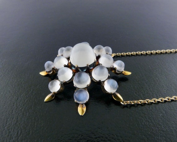 Antique Victorian 14K Yellow Gold & Moonstone Sta… - image 3