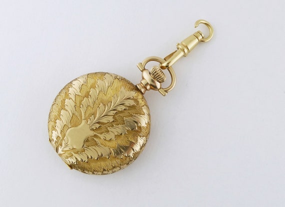 Antique Elgin 14K Yellow Gold Engraved Leaf Motif… - image 9