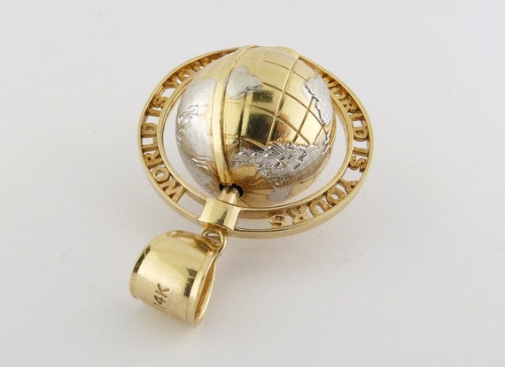 Vintage 14K Yellow & White Gold "World is Yours" … - image 5