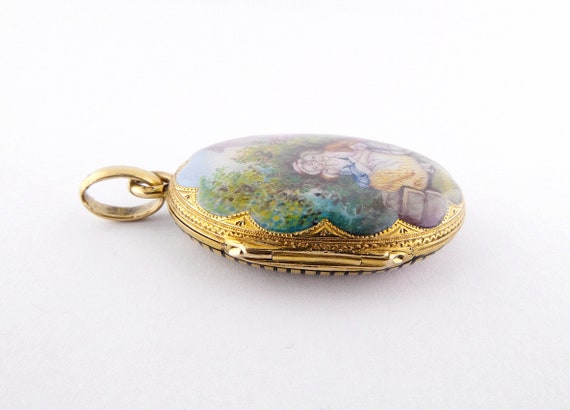 Antique French Victorian 18K Yellow Gold & Enamel… - image 5
