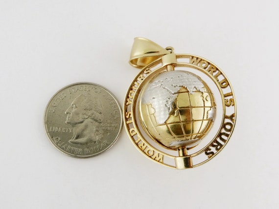 Vintage 14K Yellow & White Gold "World is Yours" … - image 6