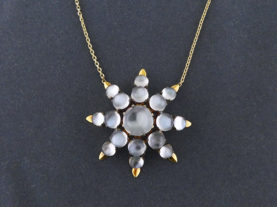 Antique Victorian 14K Yellow Gold & Moonstone Sta… - image 2