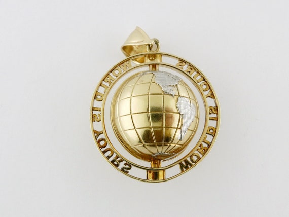 Vintage 14K Yellow & White Gold "World is Yours" … - image 7