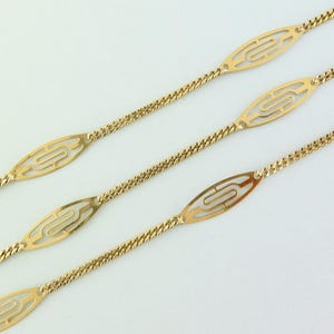 Estate Italian 18K Yellow Gold Ornate Link Chain - 24.75&quot;
