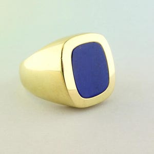 Estate Vintage 18K Yellow Gold & Lapis Lazuli Signet Statement Ring | 20.6grams