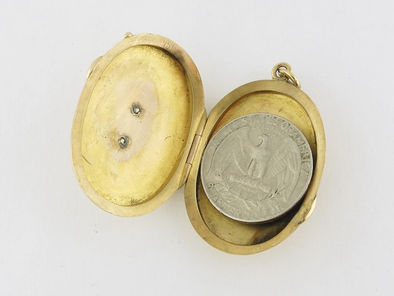 Antique 14K Yellow Gold & Seed Pearl Locket Penda… - image 6