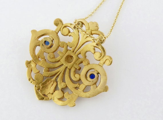 Antique French Art Nouveau 18K Yellow Gold Scroll… - image 8