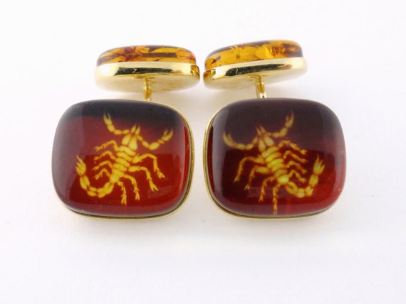 Vintage Trianon 18K Yellow Gold & Amber Intaglio … - image 3