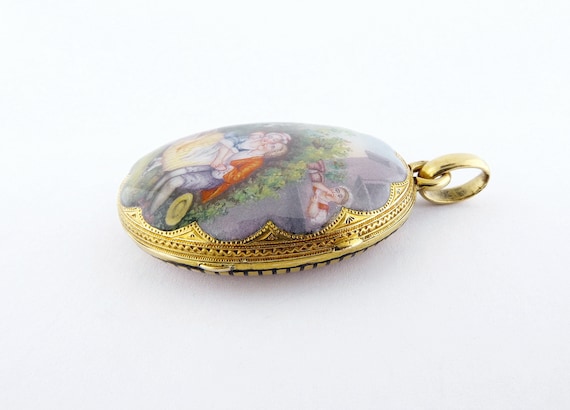 Antique French Victorian 18K Yellow Gold & Enamel… - image 6