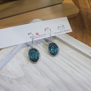Handpainted earrings | starry night painting earrings | silver earrings dangle earrings| gift for her| Artisan earrings