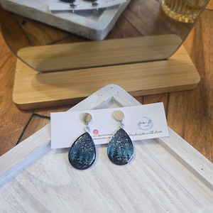 Handpainted earrings | starry night painting earrings | silver earrings dangle earrings| gift for her| Artisan earrings