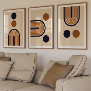 Abstract Prints Set of 3 Home Decor Wall Art Living Room Abstract Decor, Minimalistic Abstract Art, Feature Wall Art