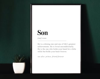 Son Definition Print: Home Decor Wall Art