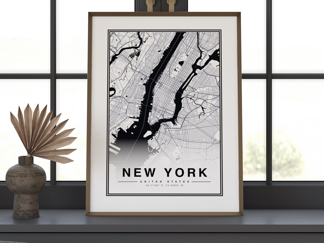 New York City Map Print: Minimalist Home Decor - Etsy
