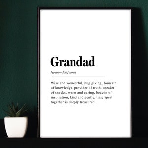 Grandad Definition Print: Home Decor Wall Art