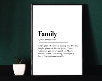 Family Definition Print | Home Decor Gift | Family Gift | Wall Art Print | Quote Print