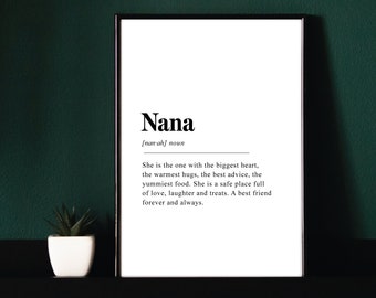 Nana Definition Print: Sentimental heminredningspresent (digital nedladdning)