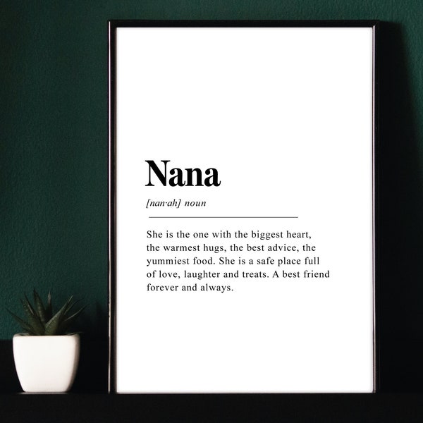 Nana Definition Print | Home Decor Gift | Nana Gift | Wall Art Print | Quote Print