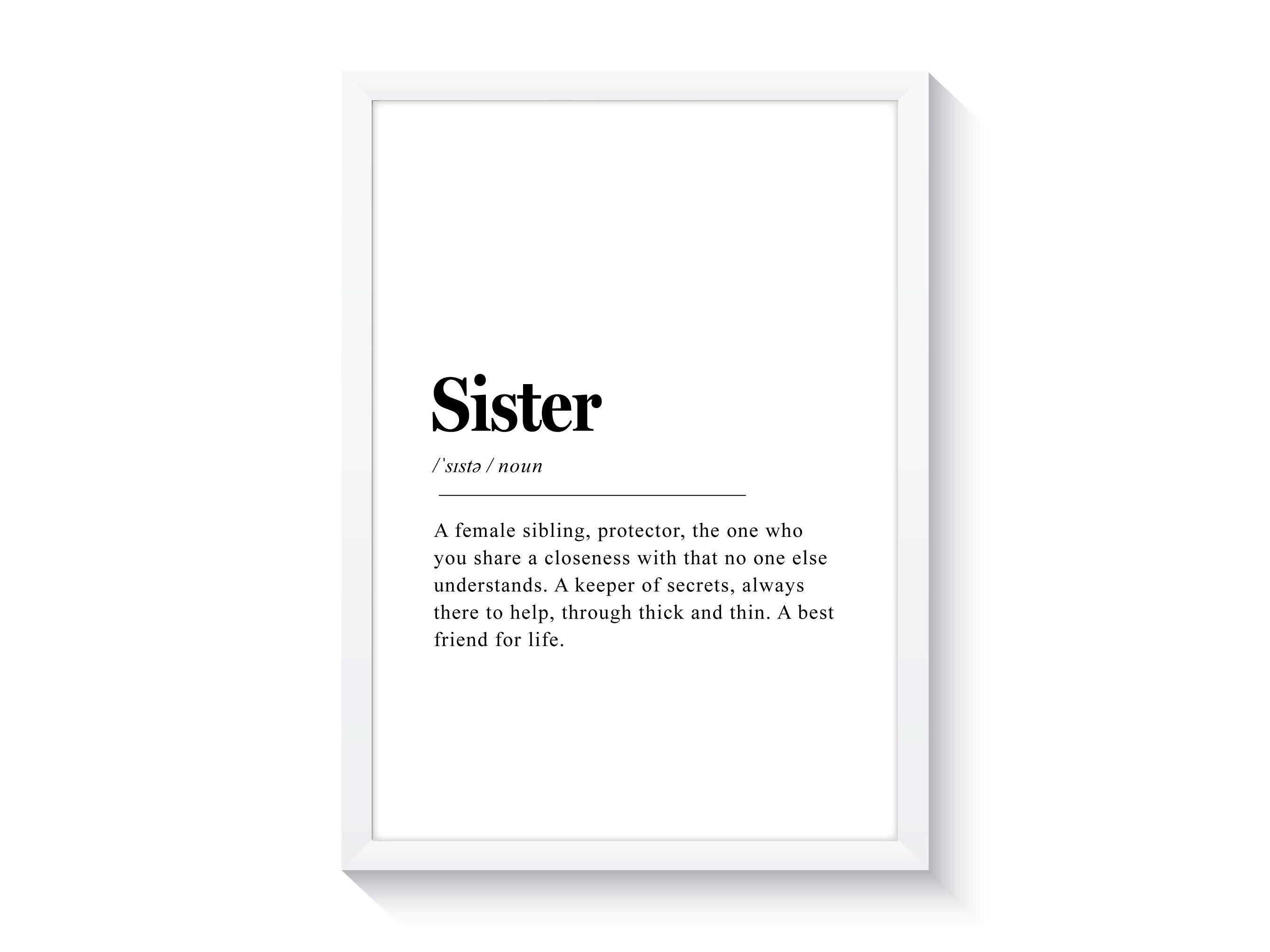 Sister Definition Print Home Decor Gift Sister Gift Wall Etsy