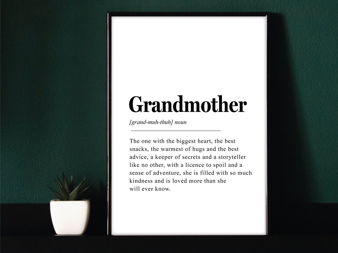 Grandmother Definition Print Home Decor Gift Grandmother Etsy