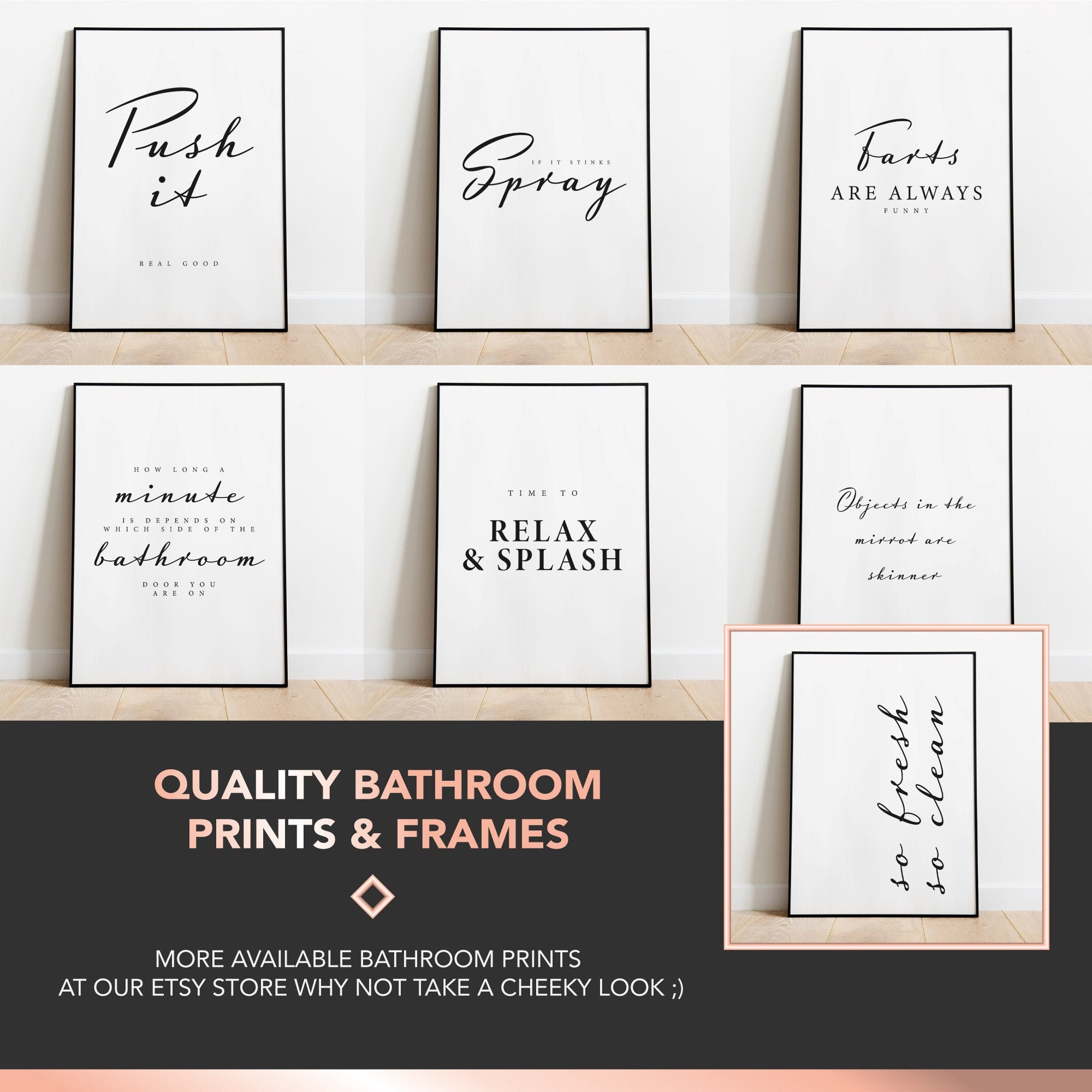 Bathroom Picture Decor Prints Framed Minimalist Wall Art | Etsy