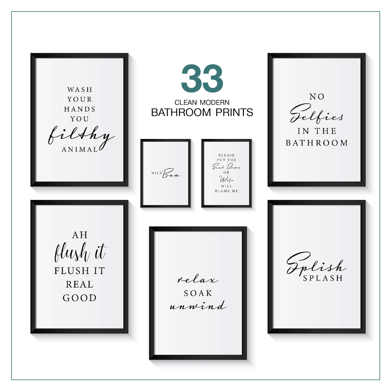 Bathroom Wall Art Prints Toilet Home Decor Picture Minimalist - Etsy UK