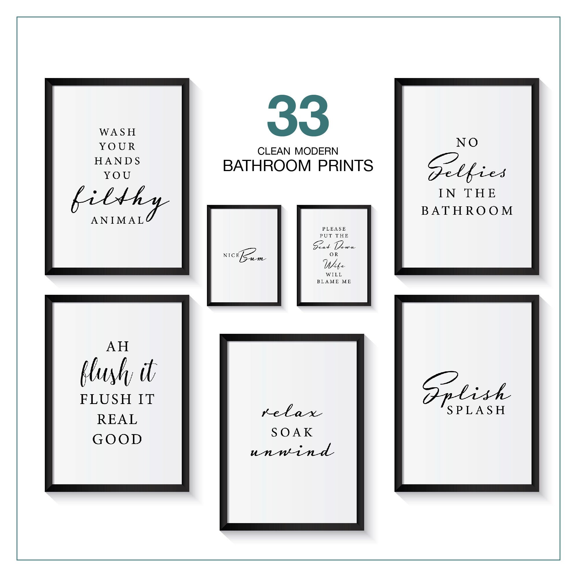 Bathroom Wall Art Prints Toilet Home Decor Picture Minimalist Etsy UK