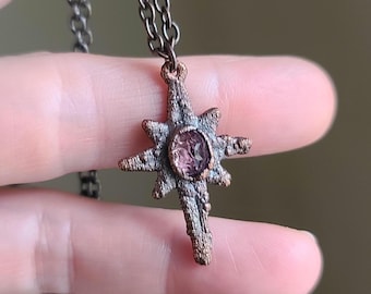 Electroformed Amethyst Star Necklace