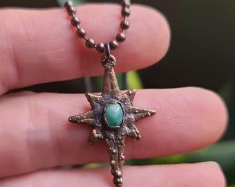 Electroformed Emerald Star Necklace
