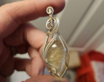 Sterling Silver Wire Wrapped Yellow Muscovite Pendant | Handmade Crystal Necklace | One of a Kind Artisan Jewelry