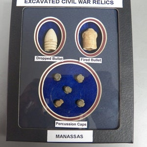 Identified Dug Civil War Relics - Dropped and Fired Bullet and Percussion Caps