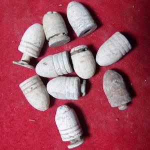 10 Excavated Slightly Damaged Civil War Mixed Type .58 Cal. Cleaner Bullets