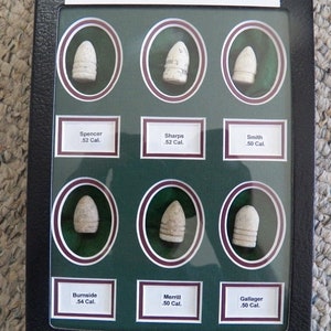 Excavated Civil War Carbine Bullets in 6&quot; X 8&quot; Matted Display Case